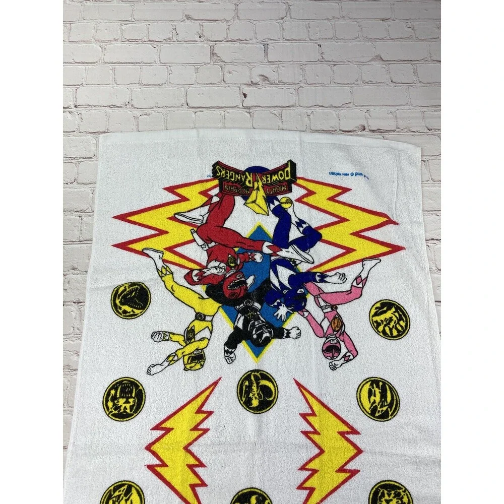 Vintage 1994 Mighty Morphin Power Rangers Retro Graphic Beach Towel Wall Art SET